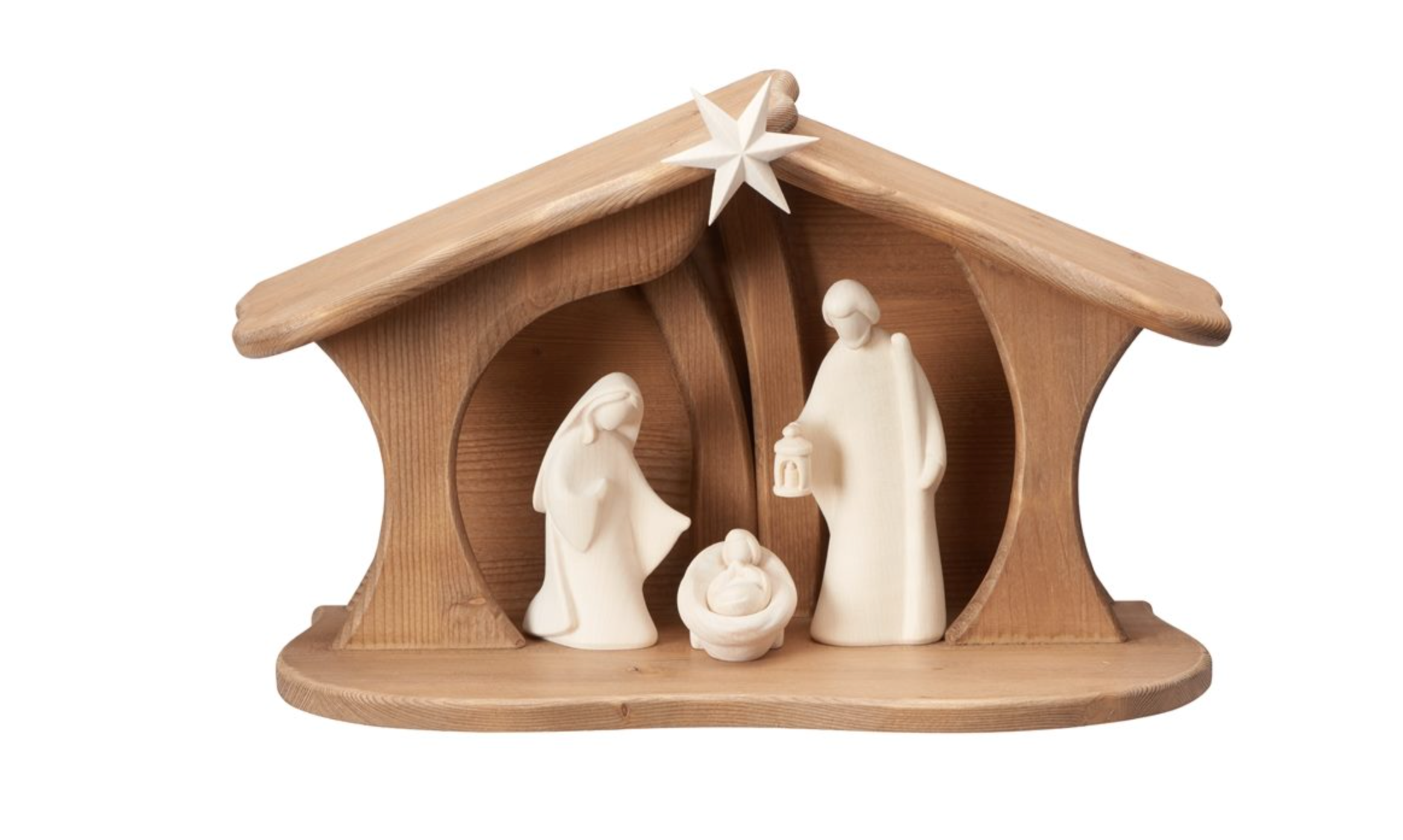 NOVU Nogal — Belén artesanal, 3 figuras, madera de nogal