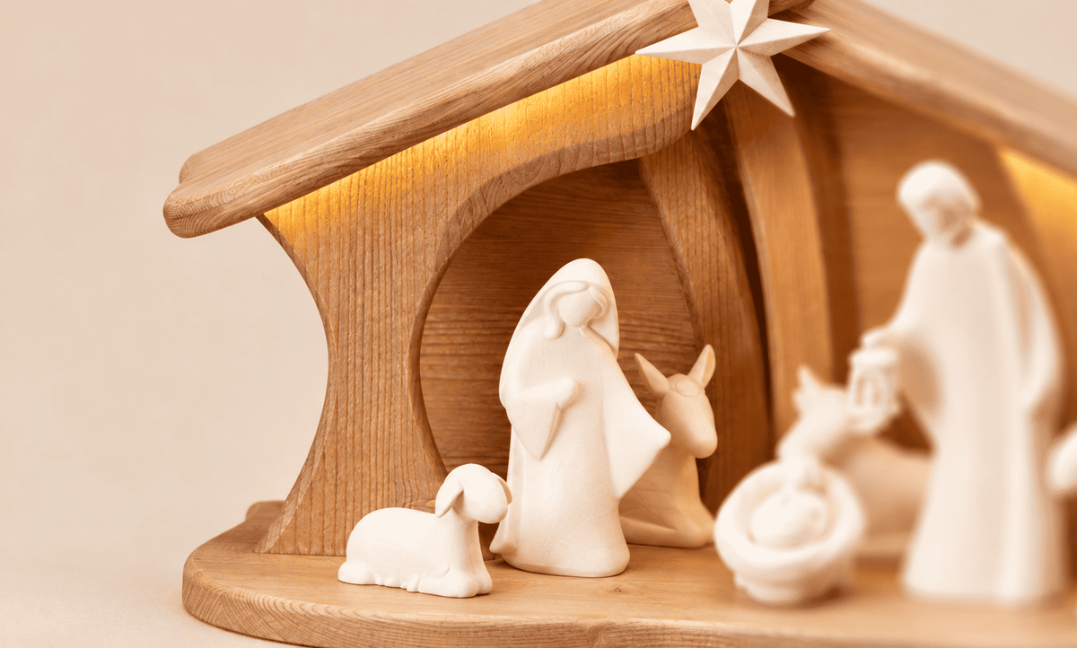 Belén artesanal con luz, 7 figuras.